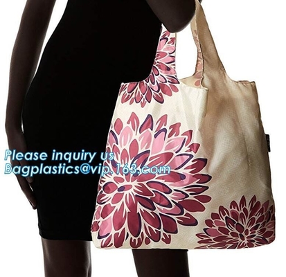 Bolso de compras promocional del poliéster de la moda plegable directa del eco de la fábrica, polivinílico reutilizable plegable del artículo barato respetuoso del medio ambiente