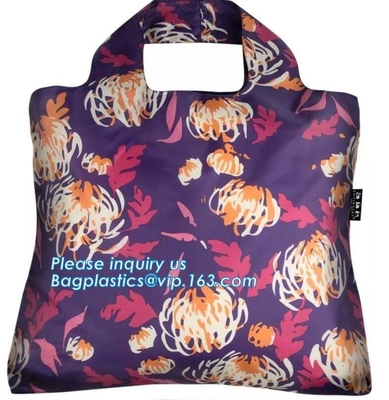 Bolso de compras promocional del poliéster de la moda plegable directa del eco de la fábrica, polivinílico reutilizable plegable del artículo barato respetuoso del medio ambiente