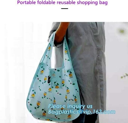 Bolso de compras promocional del poliéster de la moda plegable directa del eco de la fábrica, polivinílico reutilizable plegable del artículo barato respetuoso del medio ambiente