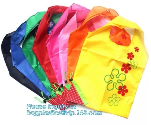 Bolso de compras plegable de moda del poliéster, diseño respetuoso del medio ambiente al por mayor de la fruta que dobla el bolso de compras reciclado del poliéster