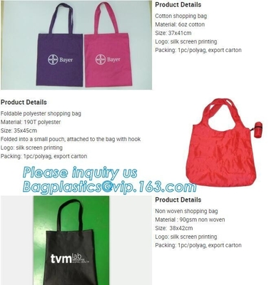 Bolso de nylon plegable de encargo modificado para requisitos particulares privado del regalo de las compras del tendero del salón, bolsillo plegable de la manija del poliéster que dobla Nyl