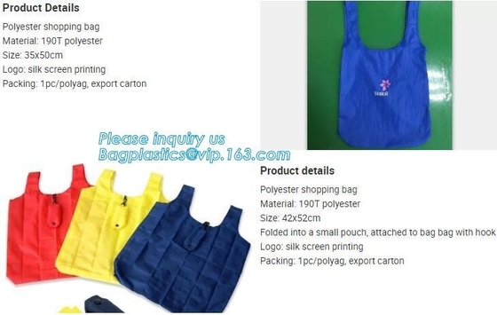Bolso de nylon plegable de encargo modificado para requisitos particulares privado del regalo de las compras del tendero del salón, bolsillo plegable de la manija del poliéster que dobla Nyl