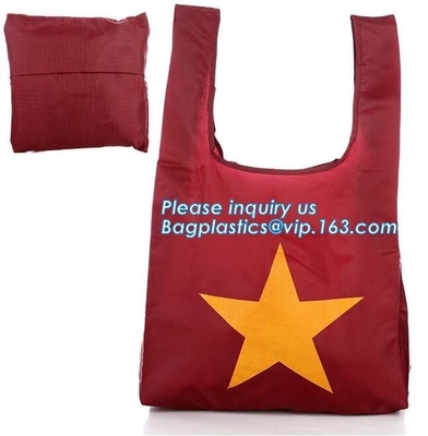 Bolso de lazo de nylon promocional del poliéster 190T del regalo de encargo 210D 420D pequeño, compras plegables del poliéster reutilizable