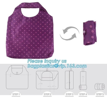 Bolso de lazo de nylon promocional del poliéster 190T del regalo de encargo 210D 420D pequeño, compras plegables del poliéster reutilizable