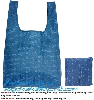 Bolso de lazo promocional al por mayor del poliéster de China con Logo For Packaging, Tote Custom Printed Foldable Polyester Reus