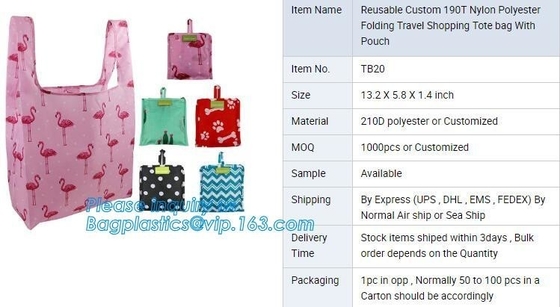 Bolso que hace compras plegable reutilizable del poliéster reciclable barato del supermercado, compras plegables del poliéster reutilizable amistoso del valor