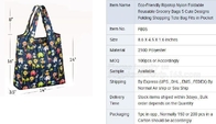 Diseños lindos del bolso de ultramarinos de ECO 5 reutilizables plegables de nylon amistosos que doblan ajustes de la bolsa de asas de compras en paquete del bagease del bolsillo