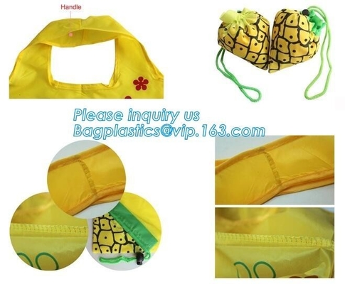 Bolso de compras plegable plegable de nylon del poliéster del bolsillo, paquete de encargo de moda del bagease de 420D Logo Polyester Drawstring Bag
