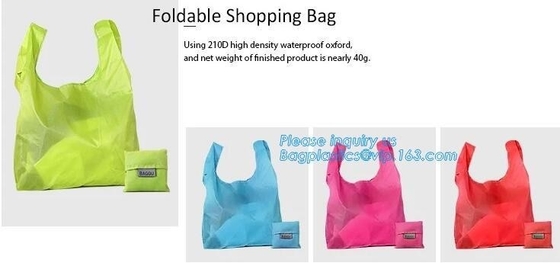 Bolso de compras plegable plegable de nylon del poliéster del bolsillo, paquete de encargo de moda del bagease de 420D Logo Polyester Drawstring Bag