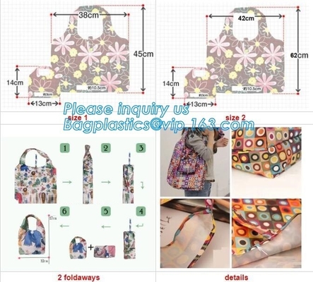 Bolso de compras plegable plegable de nylon del poliéster del bolsillo, paquete de encargo de moda del bagease de 420D Logo Polyester Drawstring Bag