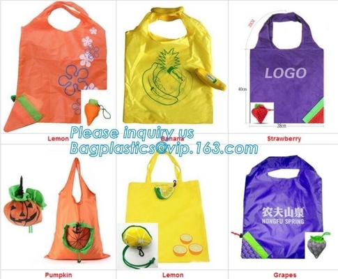 Bolso de compras plegable plegable de nylon del poliéster del bolsillo, paquete de encargo de moda del bagease de 420D Logo Polyester Drawstring Bag