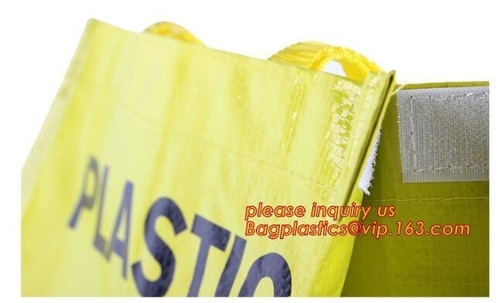 Bolso reutilizable plegable de la tela tejida de los PP del bolso que hace compras del supermercado, bolso de compras tejido PP de impresión modificado para requisitos particulares promocional