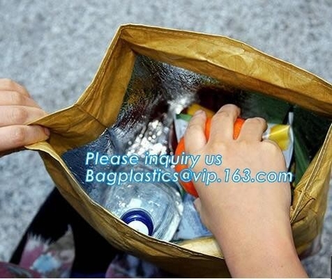 Bolsa de papel de encargo impermeable del almuerzo del tyvek de Du Pont, bolso impermeable del tyvek/la bolsa de asas ligera del tyvek/respetuoso del medio ambiente de encargo