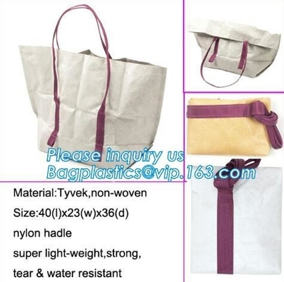 bolso de compras de papel reutilizable del tyvek, shoppi de alta calidad del tyvek de las mujeres del tyvek de la bolsa de asas del tyvek del bolso respetuoso del medio ambiente de papel del papel