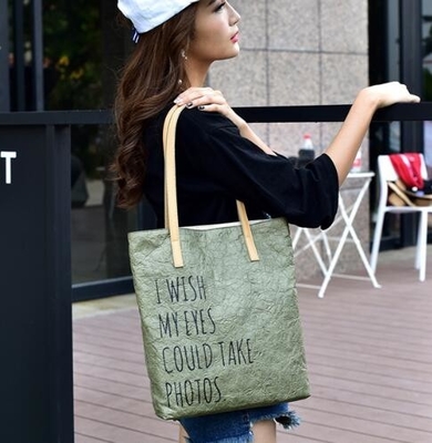 La PU de Du Pont Tyvek cubrió la PU del bolso de compras cubrió la PU del bolso de Tyvek cubrió el bolso del eco del tyvek, Tote Bag Cotton With Logo que imprimía Tyvek