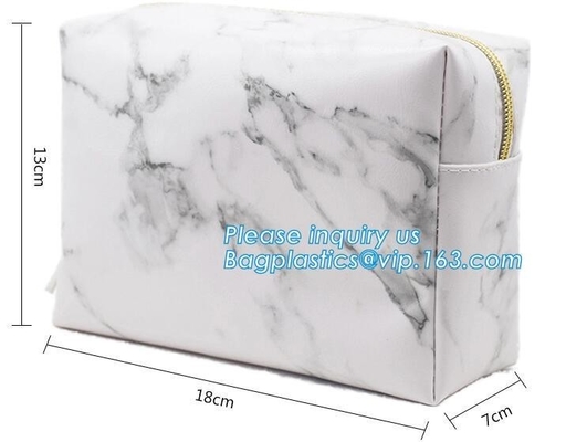 Bolso cosmético con la manija de cuero, bolso cosmético de la cremallera untearable del tyvek, ambientalmente f del maquillaje de la cremallera de papel de encargo de Tyvek