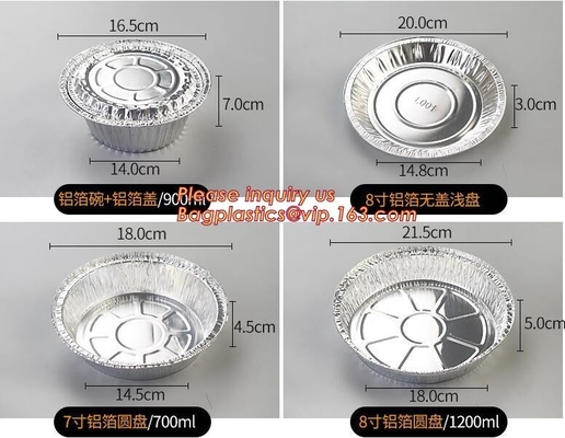 7 pulgadas cacerola de la hoja de la torta redonda de 8 pulgadas y de 9 pulgadas, packag disponible rectangular del bagease del envase del papel de aluminio del precio de fábrica