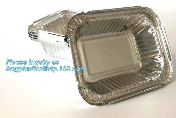 Rectángulo envase de aluminio de la hoja de Tray Black de los envases de comida del papel de aluminio y de oro, línea aérea Tray Smooth-Wall de aluminio F