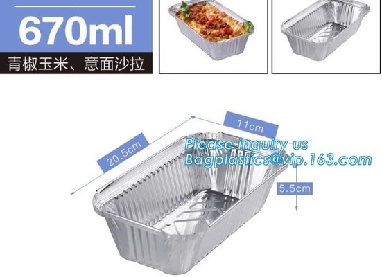 Envase de la magdalena de la panadería del papel de aluminio del cuadrado/cuenco disponibles /Cup para el calentamiento por microondas de la comida, paquete bagese del bagplastics