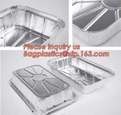 Los alimentos de preparación rápida seguros del horno para llevar sacan el envase disponible del papel de aluminio, papel de aluminio redondo de la comida de la línea aérea del compartimiento co