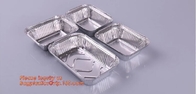Envase de oro disponible para el acondicionamiento de los alimentos, envase de comida rectangular del papel de aluminio, líneas aéreas del papel de aluminio del cuadrado