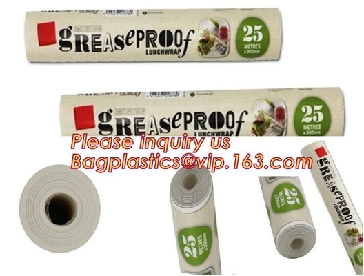 El envasado de alimentos utiliza el papel de pergamino de papel que cuece impreso impermeable a la grasa para la barbacoa, 40gsm hornada de cocinar impermeable a la grasa Parchme