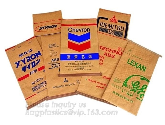 BOLSA LAMINADO, DE BROWN PLÁSTICA DE PAPEL KRAFT DE PAPEL, PAPEL DE KRAFT BLANCO, PAPEL Y BOLSO DE LA PELÍCULA DEL PE, PAQUETE KRAFT DE 3 CAPAS DEL PIENSO
