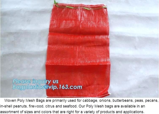 bolso que embala del raschel de los 40x60cm de la cebolla amarilla de la malla, bolso caliente de la malla del raschel de la venta PE para la patata, bolso neto del raschel y malla del raschel de los pp