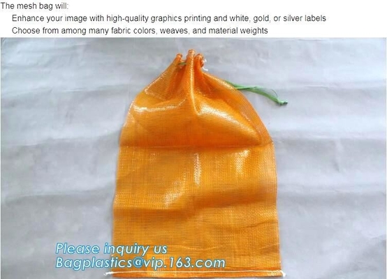 bolso que embala del raschel de los 40x60cm de la cebolla amarilla de la malla, bolso caliente de la malla del raschel de la venta PE para la patata, bolso neto del raschel y malla del raschel de los pp