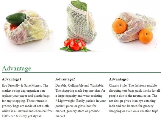 El jumbo reciclable del lavadero FIBC empaqueta el algodón Mesh String Grocery Bag Shopper