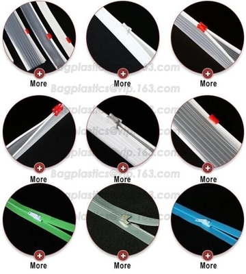 Clip horizontal coloreado de la cremallera del vacío, resbalador Zip lockk, cremallera del reborde, Eva Zipper, impermeable del sello del Pvc, prueba del aire
