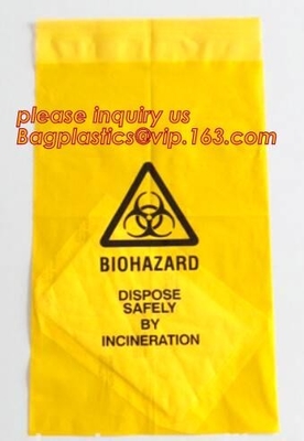 Bolsos aptos para el autoclave del Biohazard del escudo, bolsos de la basura del Biohazard con el espécimen médico del bolsillo