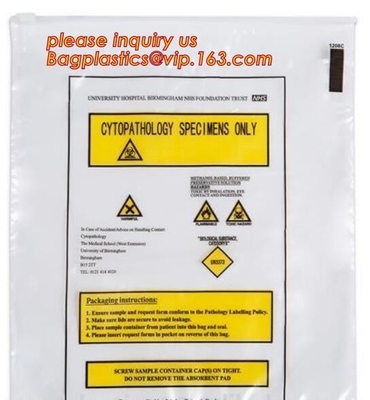 La basura apta para el autoclave del Biohazard de la sangre empaqueta la bolsa de la cremallera para el espécimen médico