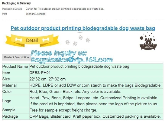 Productos amistosos del perro de Eco del bolso inútil del impulso, bolso de basura de la basura del impulso del perro de la forma del hueso
