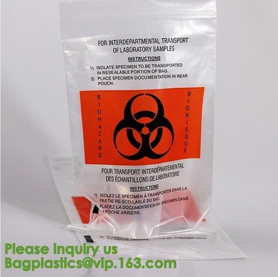 La eliminación de residuos polivinílica del Biohazard del LDPE empaqueta el espécimen del Biohazard del laboratorio con el cierre de Zip lockkk