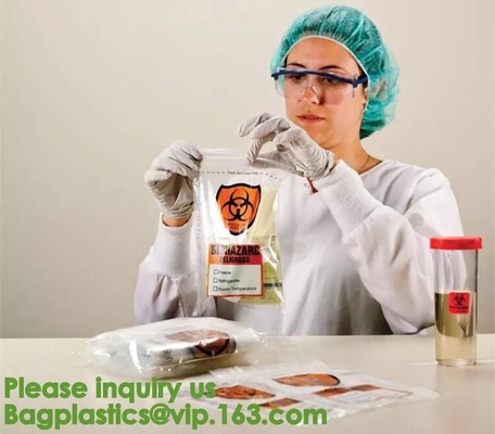 La eliminación de residuos polivinílica del Biohazard del LDPE empaqueta el espécimen del Biohazard del laboratorio con el cierre de Zip lockkk