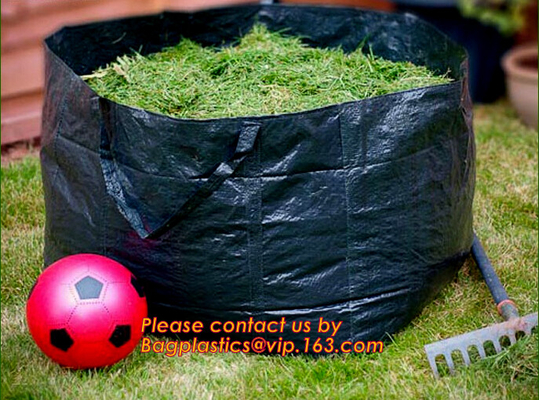 Estallido de la basura encima del saco inútil que cultiva un huerto del bolso del colector de la hoja del jardín