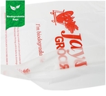 Bolso abonable biodegradable de la manija de PBAT, bolso práctico abonable, manija cortada con tintas, suavidad, bolso de basura abonable de la manija