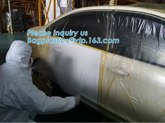 La película grabada HDPE del enmascarado de la pintura, película plástica que enmascara con la cinta, película plástica que enmascara con la cinta en el dispensador, Washi graba