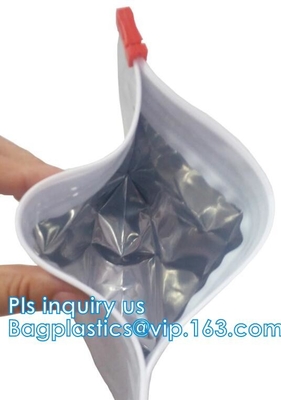 Bolsas de plata del bolso de la hoja de Zip lockkk de la talla media, soporte claro encima de las bolsas para la talla media de empaquetado Zip lockkk de plata de la mala hierba de encargo