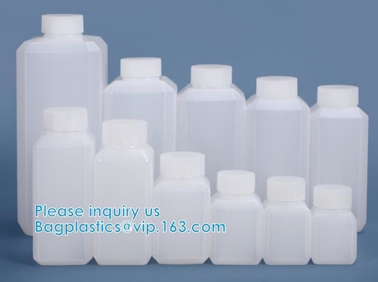 Las botellas plásticas químicas del polvo de la Ancho-boca de la botella del cuadrado seco químico de la botella reactiva sacuden con pequeña bioquímica de las tapas