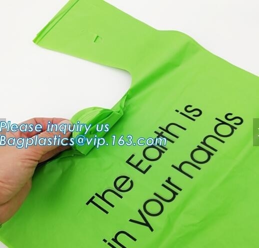 Bolso de basura biodegradable de la camiseta de la fuente el 100% de la fábrica, bolso de basura abonable plástico del almidón de maíz