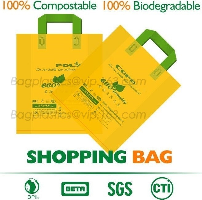 De encargo la propia bolsa de plástico abonable del almidón de Logo Biodegradable Eco Friendly Corn para las compras, biodegradable y el compostab
