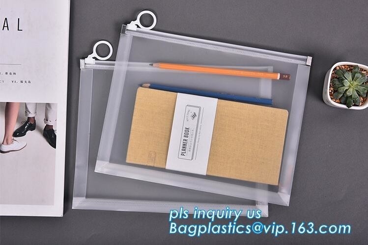 el sobre Zippered plástico Zip lockkk PP impermeables empaqueta la bolsa inconsútil del almacenamiento del cierre del resbalador para A4 el papel, revista, nota