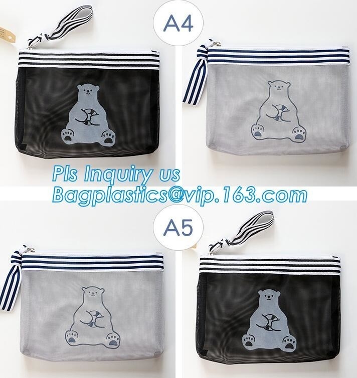Bolso de la carpeta de archivos de la cremallera del PVC Mesh File Bag With Closure, bolso plástico caliente promocional del documento del fichero del PVC con la cremallera cerrarme