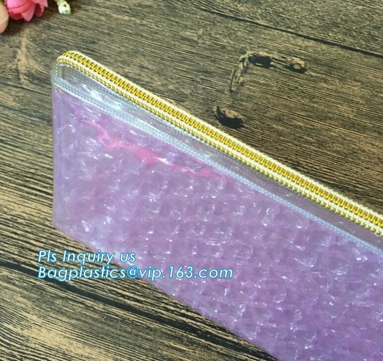 Bolso con la cremallera del resbalador, bolso de burbuja rosado, bolso de burbuja impreso de encargo de Zip lockkk del resbalador, compañero plástico antichoque de la burbuja de aire del PE