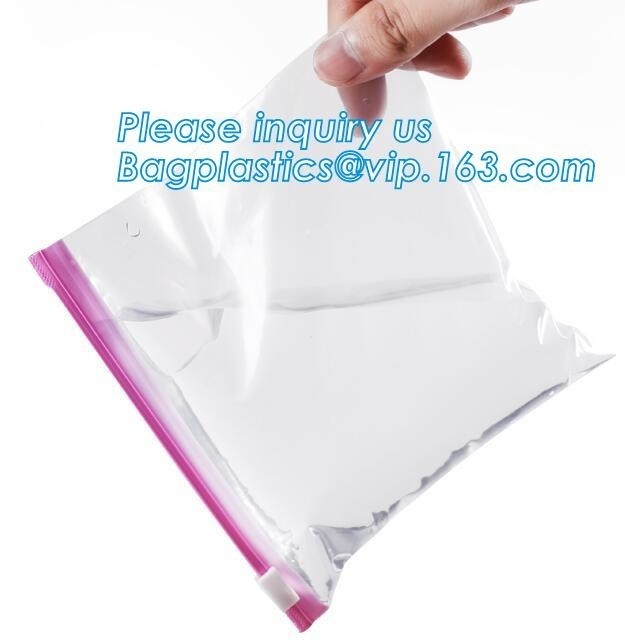 Bolso plástico transparente del almacenamiento de Zip lockkk de la prenda impermeable del LDPE de la aduana del congelador del resbalador, agua POLIVINÍLICA del plástico transparente PE de la cremallera del resbalador