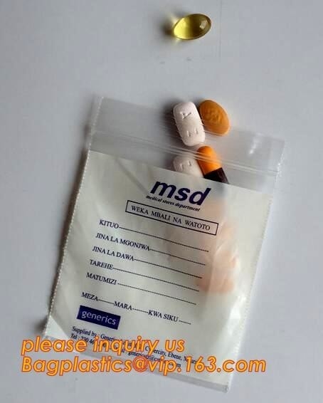 Bolso amistoso de Zip lockkk de la medicina del biohazard de Eco, materiales del LDPE del FDA médicos usando bolsos plásticos de la cerradura de la cremallera de los bolsos de la cremallera con los propio