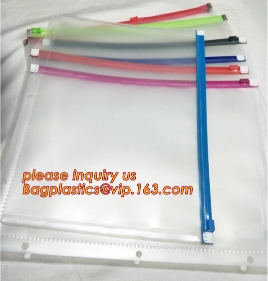 Bolsos plásticos del documento del PVC de la fuente de escuela de la oficina A4/5/6 con los efectos de escritorio Pen Bag For Office School Suppl de la carpeta de archivos de la cremallera