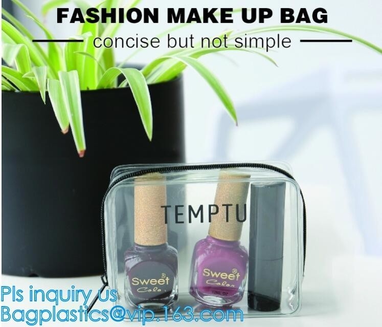 Bolsos cosméticos impermeables transparentes portátiles del artículo de tocador del maquillaje de las mujeres del bolso del PVC del viaje, bolsa cosmética del PVC, bolso del maquillaje del PVC,